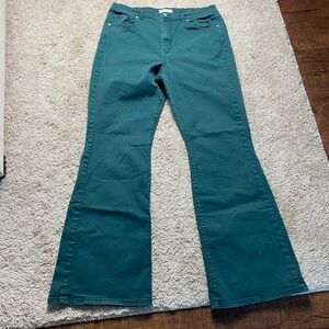LOFT women’s Sz 31 The slim flare high rise teal green Denim Pants NWOT